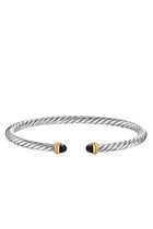 Cable Flex Bracelet, Sterling Silver with 18k Yellow Gold and Black Onyx